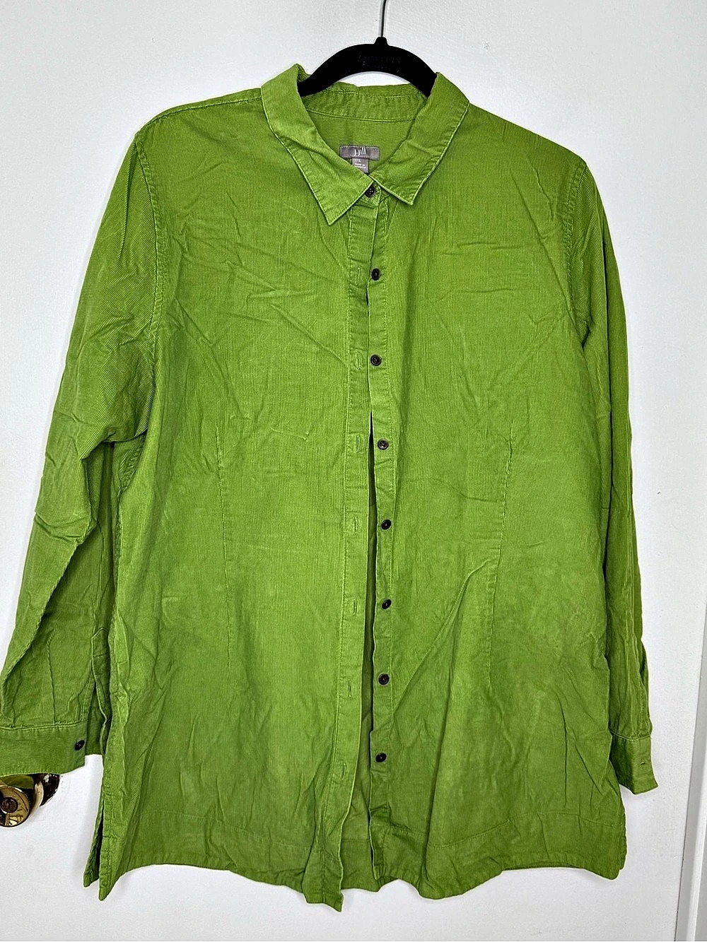 J. Jill Cotton Button Down Shirt in Green Size Large